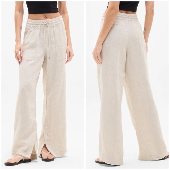 Athleta Retreat Linen High Rise Wide Leg Pant in Natural Undyed Size 3X NEW - Picture 13 of 13